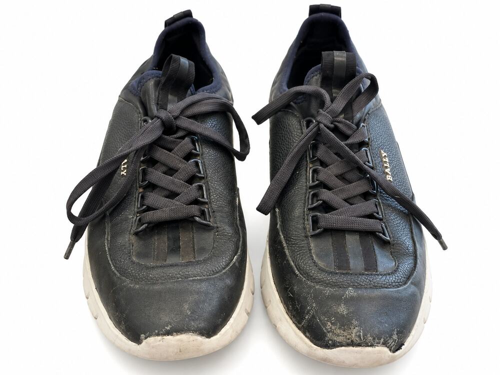 Bally Bikki Men’s 11D Black Leather Chunky Sneakers Made in PRC